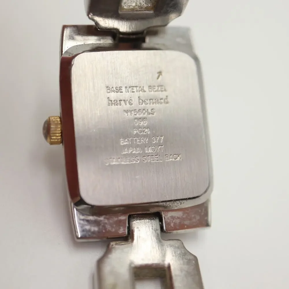 Harve Bernard Womens Faded Two Tone MOP Watch 19mm Rectangle Dial w New Battery